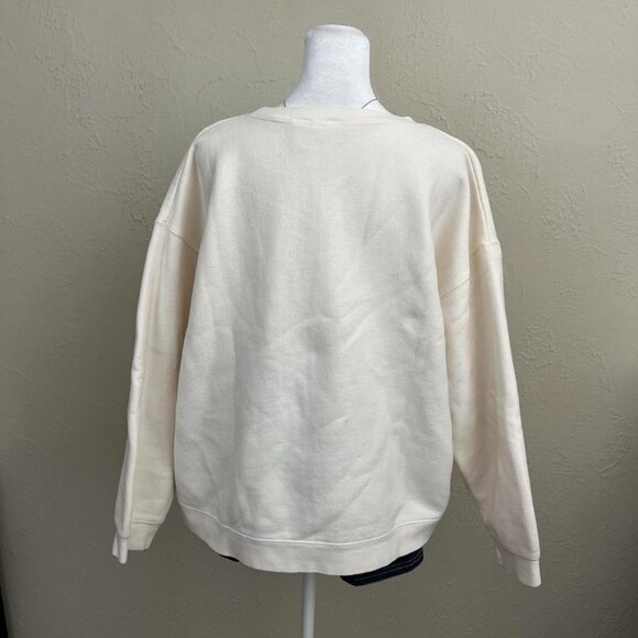 vintage 90s cream cozy cottagecore coquette embroidered logo sweatshirt - Picture 4 of 8